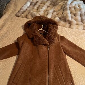 Kenneth Cole Brown Teddy Jacket with Hood. Like new.